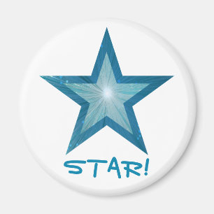Imã Refrigerador "ESTRELA da estrela azul!" branco
