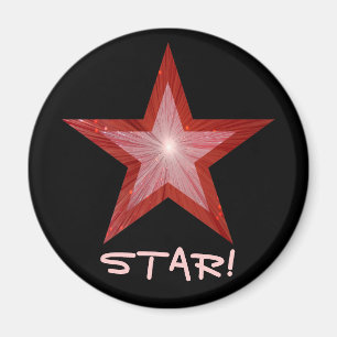 Imã Refrigerador vermelho "ESTRELA da estrela!" preto