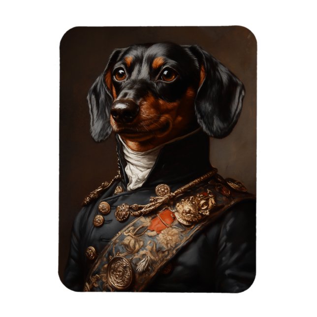 Ímã Regal Dachshund no Uniforme Militar Napoleônico (Vertical)