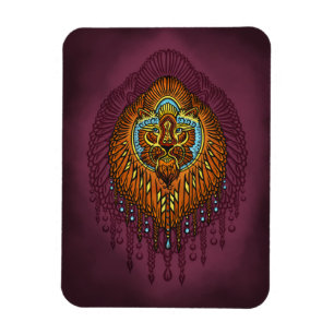 Ímã Regal Spirit Lion Ornamentado Tribal Mandala Roa
