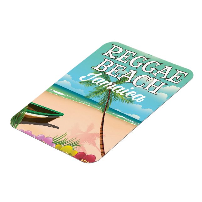 Ímã Reggae Beach Jamaica travel poster (Left Side)