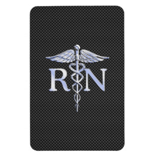 Ímã Registered Nurse RN Caduceus Snakes Carbon