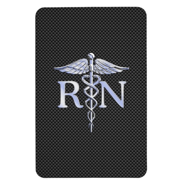 Ímã Registered Nurse RN Caduceus Snakes Carbon (Vertical)