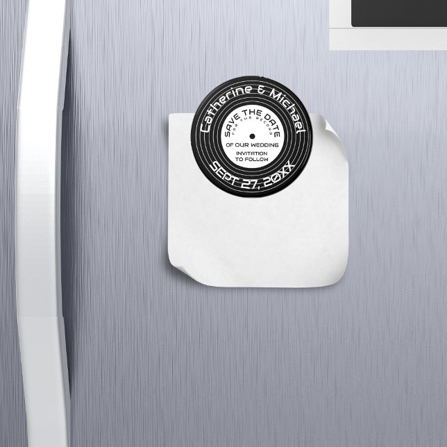 Imã Registro de Vinil de Música Retroativa Salvar Data (Criador carregado)