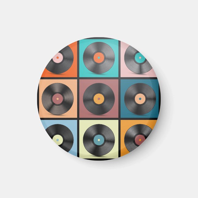 Imã Registros de vinilo: conjunto retrô LP. (Frente)
