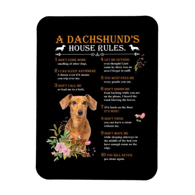 Ímã Regras da Casa de Dachshund (Vertical)