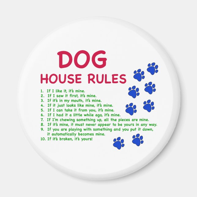 Imã Regras da casa do cachorro - regras para viver (Frente)