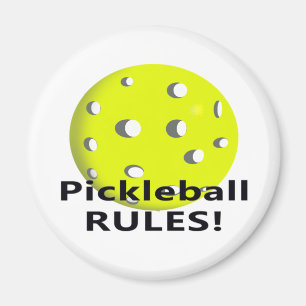 Imã Regras de Pickleball! Com texto amarelo do preto
