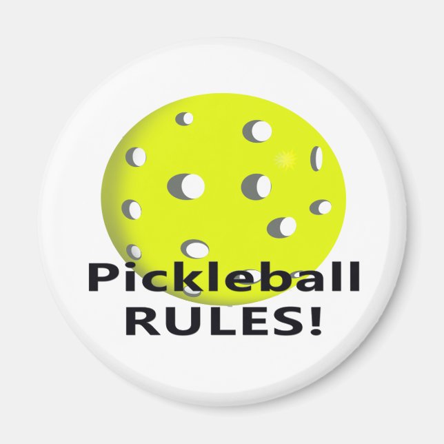 Imã Regras de Pickleball! Com texto preto de bola amar (Frente)