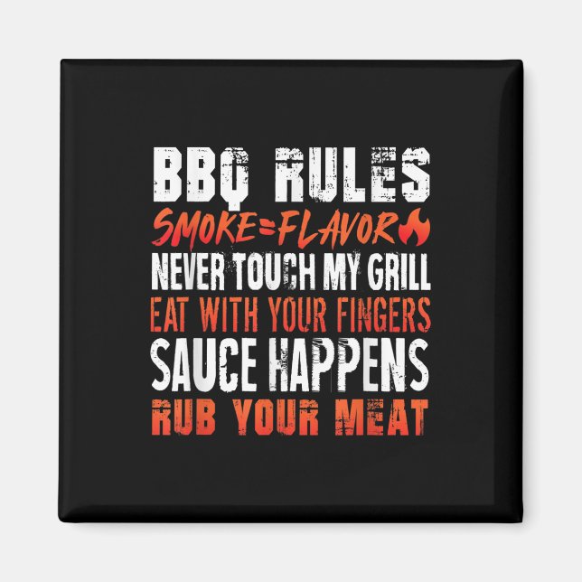 Imã Regras Engraçadas De Churrasco Fumaça=Sabor Comer  (Frente)