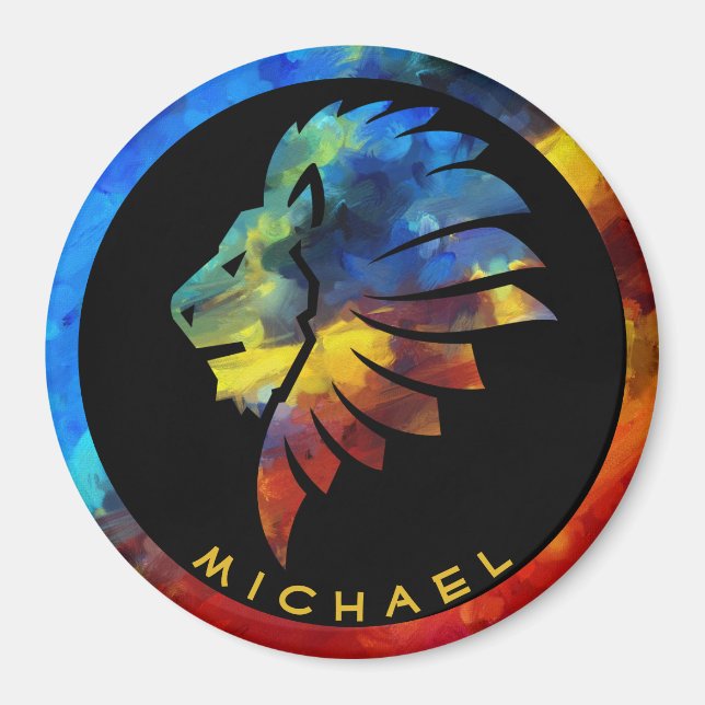 Imã Rei da selva, nome de aquarela monograma (Frente)