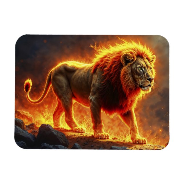 Ímã Rei das bestas Leão majestoso animal infernal (Horizontal)