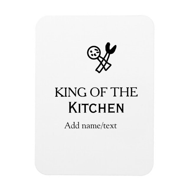 Ímã Rei do chef de cozinha adicionar nome coroa ha (Vertical)