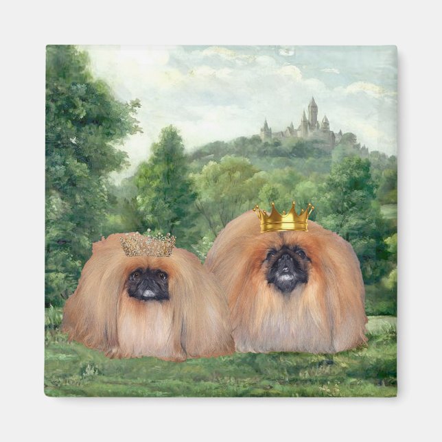 Imã Rei e Rainha Pekingese com Castelo dos Sonhos (Frente)