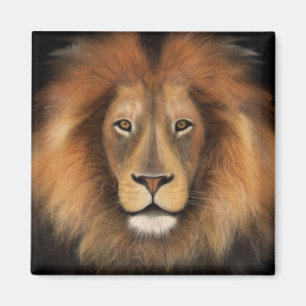 Imã rei leão da selva realista masculino aquarela