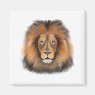 Imã rei leão da selva realista masculino aquarela