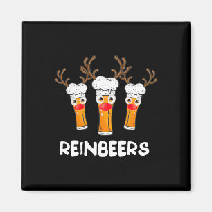 Imã Reinbeers Engraçado Reindeer Beer Bebendo de Natal