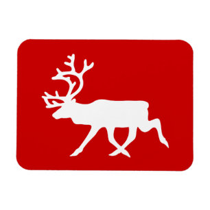 Ímã Reindeer Branco / Silhueta das Caraíbas