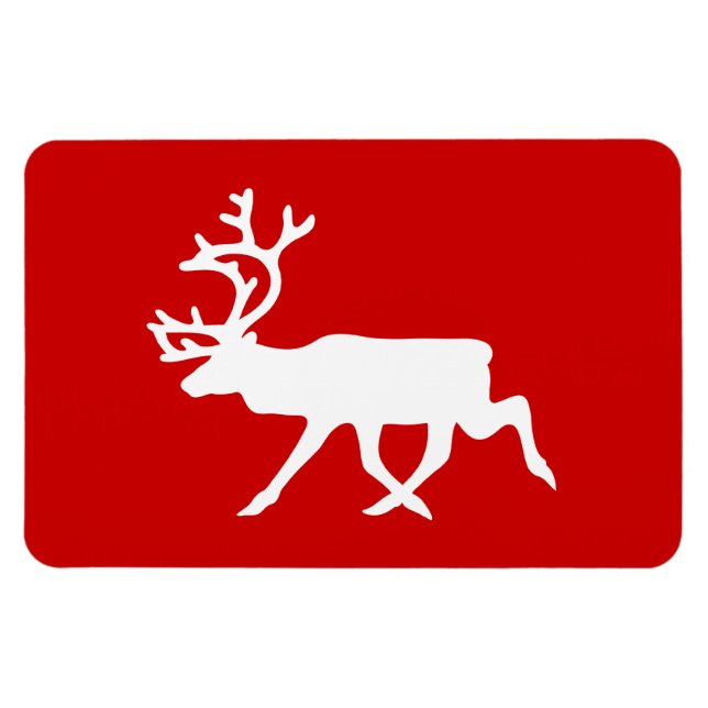 Ímã Reindeer Branco / Silhueta das Caraíbas (Horizontal)