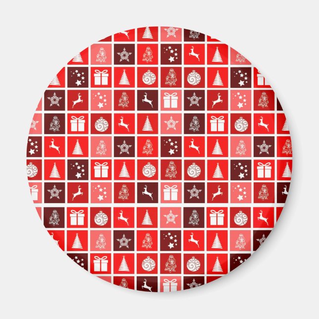 Imã Reindeer de Árvore Fresca de Natal Vermelho (Frente)