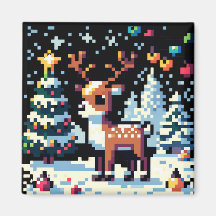 Reindeer de Natal Winter Wonderland Pixel Art