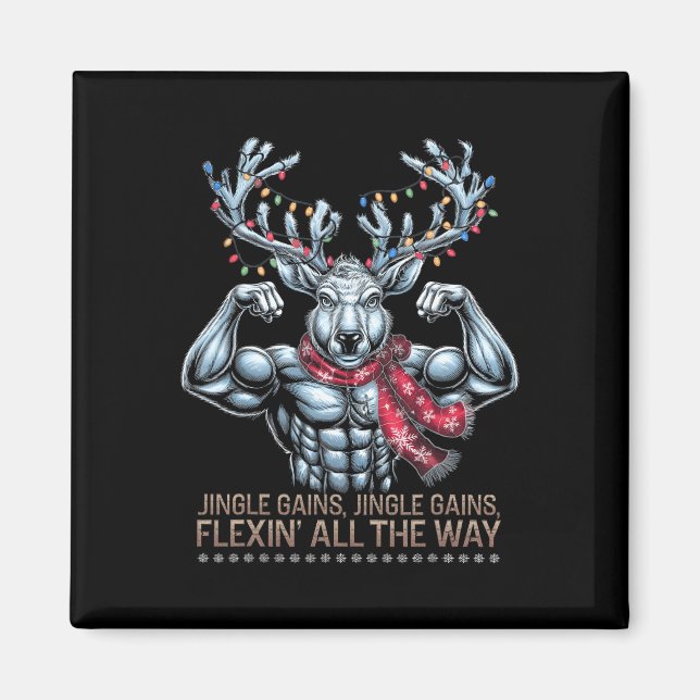 Imã Reindeer de preparação para ginástica natalícia ga (Frente)