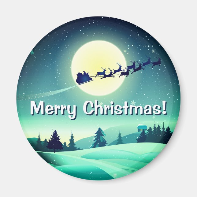 Imã Reindeer Flying Sleigh (Frente)