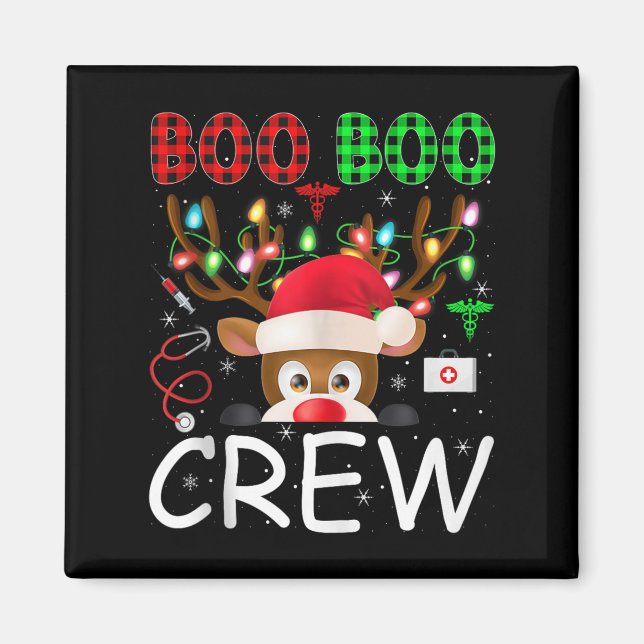 Imã Reindeer Nurse Christmas Scrub Tops Boo Crew Nurse (Frente)