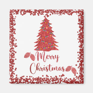 Imã Reindeer Red Glitter - Feliz Natal