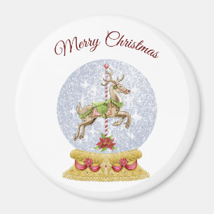 Imã Reindeer Water Globe Magnet