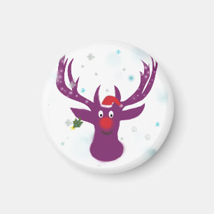 Imã Reindet Chrismas Pequeno, 3,2 Cm De Magneta Redond
