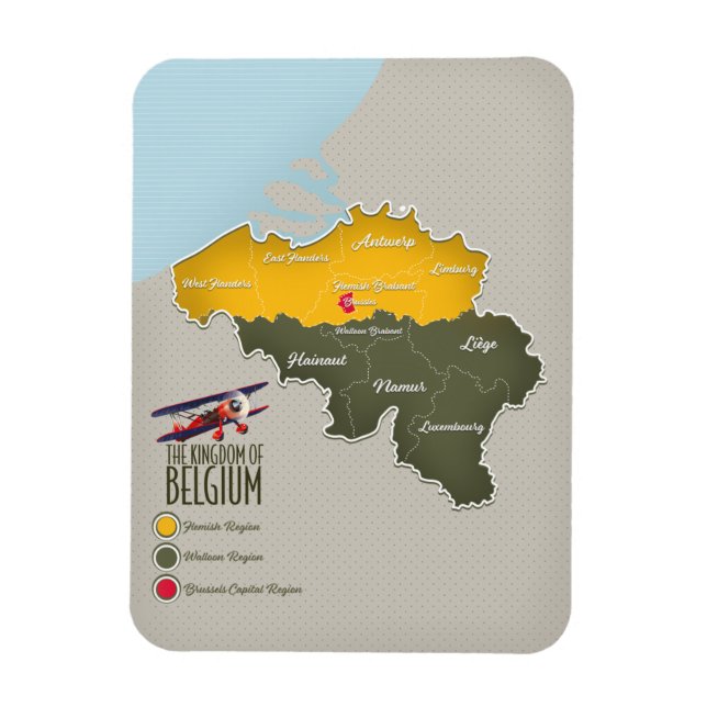 Ímã Reino da Bélgica belo mapa (Vertical)