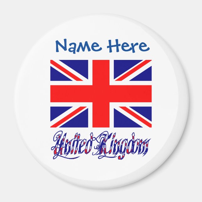 Imã Reino Unido Bandeira Personalização Azul (Frente)