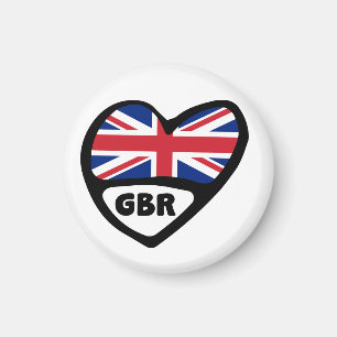 Imã Reino Unido Código do país Flag Heart, GBR