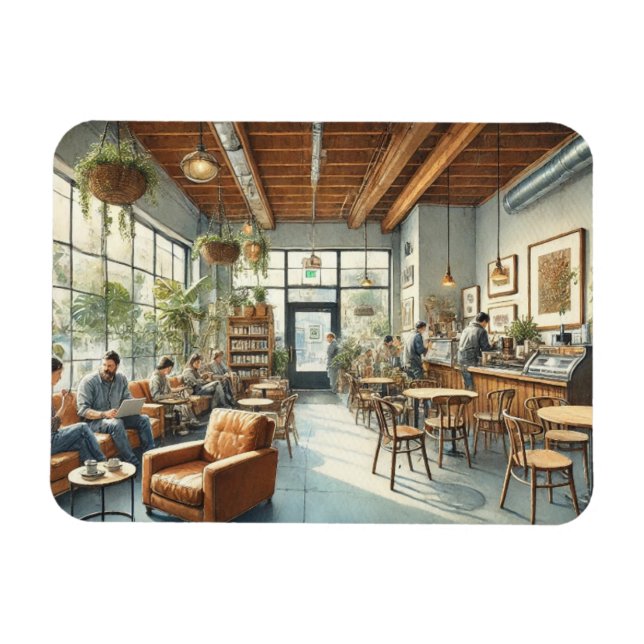 Ímã Relaxando Café em Portland Oregon (Horizontal)