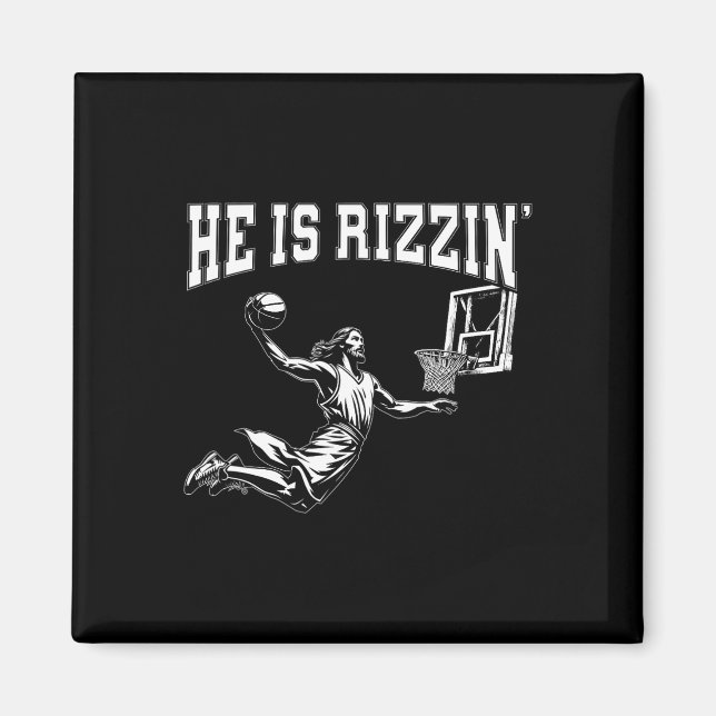 Imã Religião páscoa Engraçado Basquete Jesus Meme Ele  (Frente)