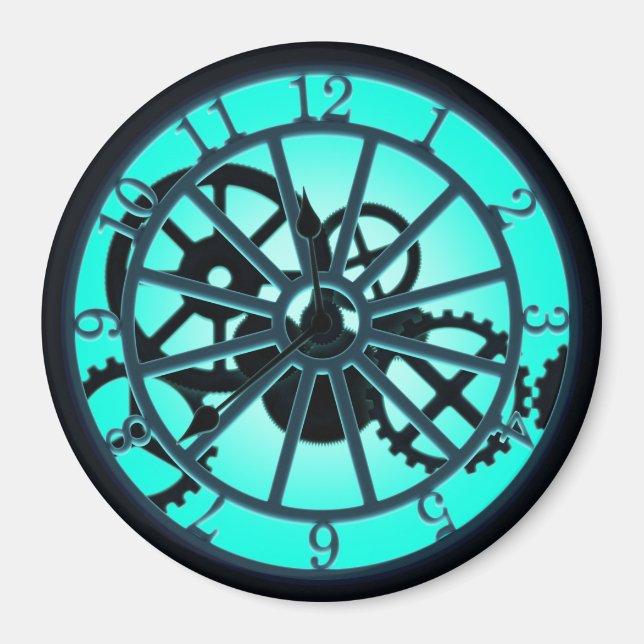 Imã Relógio De Ferro Gótico Steampunk Com Ursos Visíve (Frente)