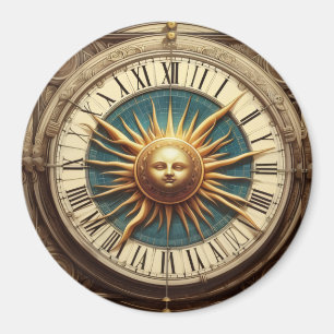 Imã Relógio de Sol Antigo Botão Magnético Antigo / Fr
