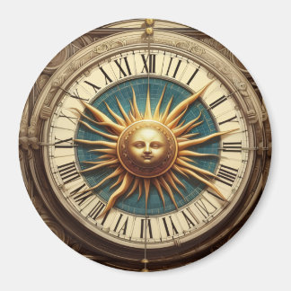 Imã Relógio de Sol Antigo Botão Magnético Antigo / Fr