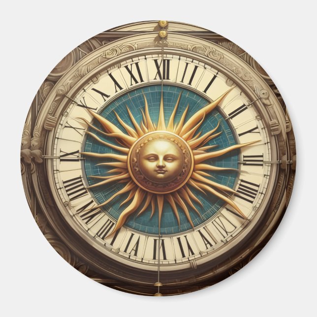 Imã Relógio de Sol Antigo Botão Magnético Antigo / Fr (Frente)