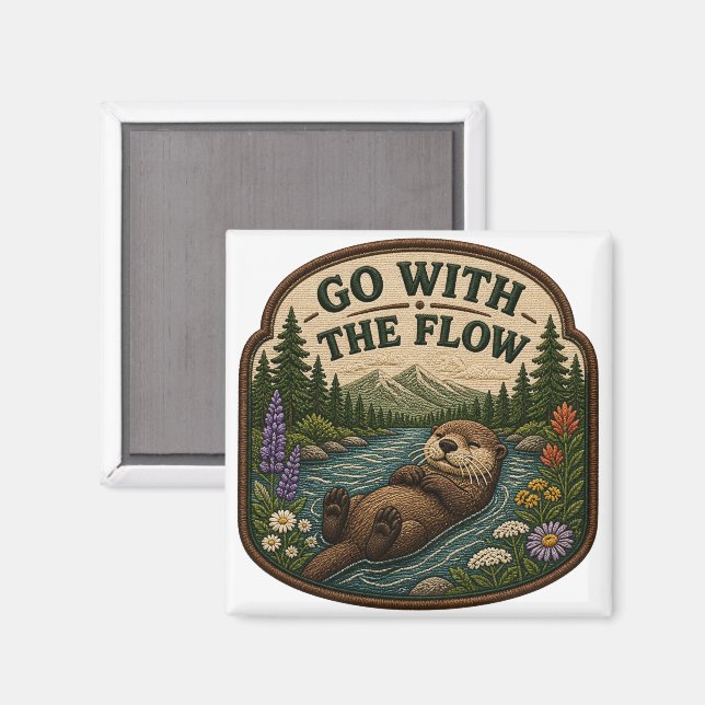 Imã Remendo Embroiderado de Lontra Go With The Flow (Front/Back)