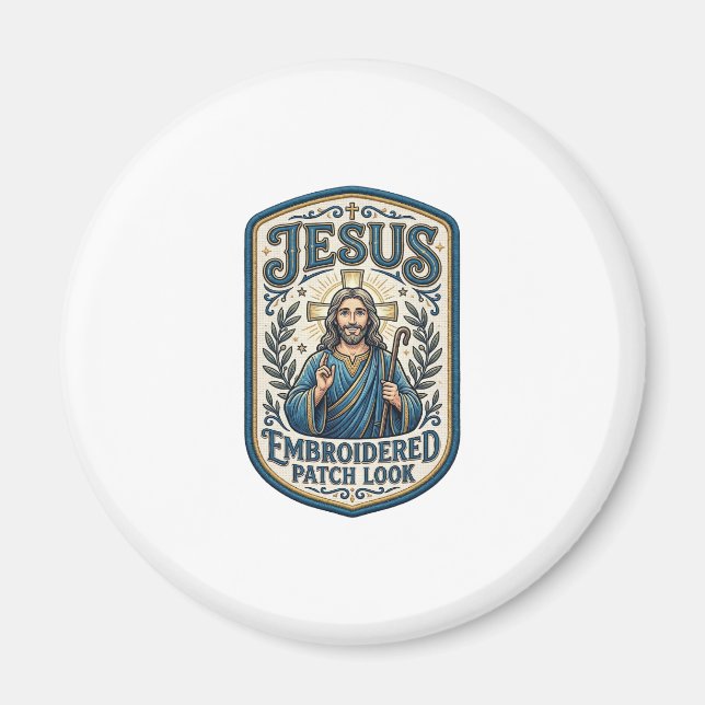 Imã Remendo Embroidered Jesus Olhe Remendo Embroidered (Frente)