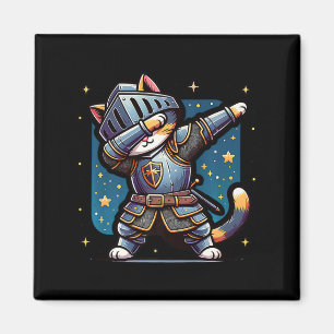 Imã Ren Faire Medieval Knight Dabbing Cat Kitten Engra