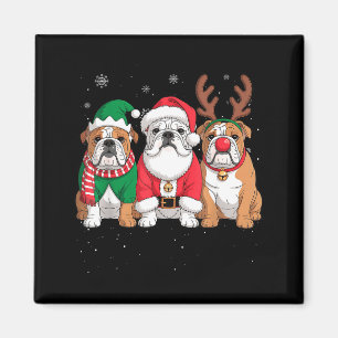 Imã Rena de Papai Noel Engraçada Cachorro Bulldog Ingl