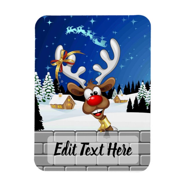Ímã Rena Fofa Espiando Meme de Natal (Vertical)