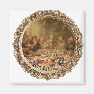 Imã Renaissance Painting Parody Man Eating Sushi