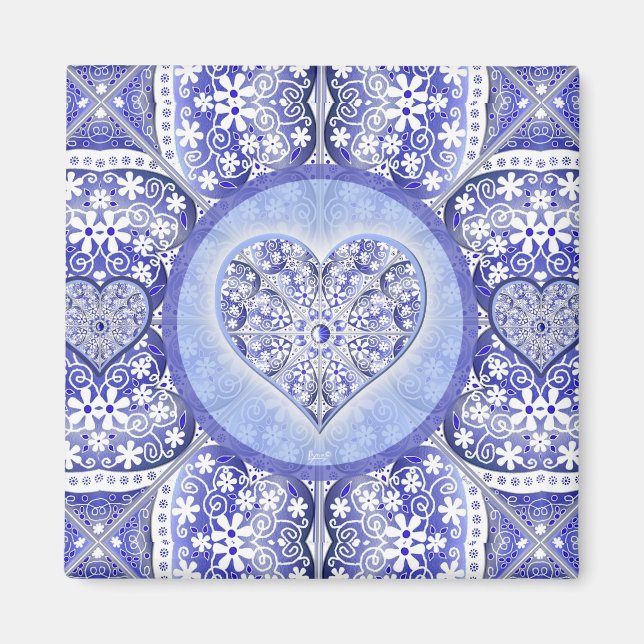 Imã rendas cerâmicas Azul de Grécia (Frente)