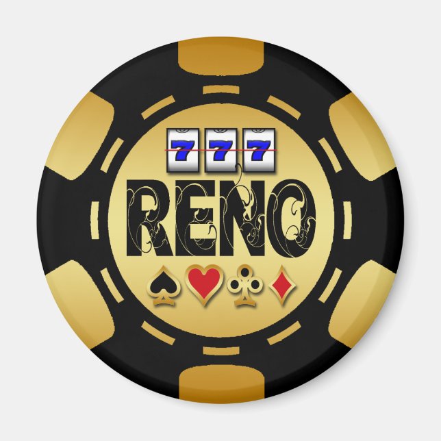 IMÃ RENO DOURADO E PRETO CHIP DE POKER (Frente)
