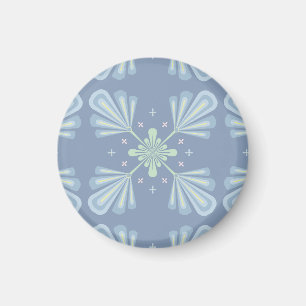 Imã Repetição abstrata floral azul pastel