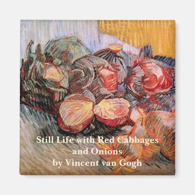 Imã Repolhos Vermelhos e Cebolas por Vincent van Gogh (Frente)